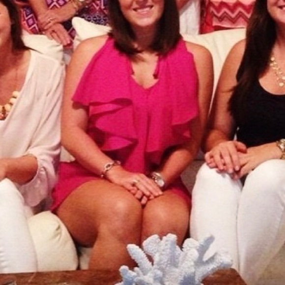 Ark & Co // Hot Pink Ruffled Romper - Picture 8 of 8